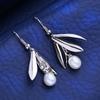 KNIKOO Leaf Freshwater Pearls Drop Earrings For Women Fashion Long Earrings Jewelry For Wedding Party Gifts