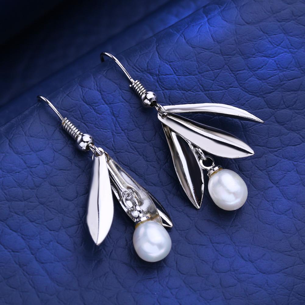 KNIKOO Leaf Freshwater Pearls Drop Earrings For Women Fashion Long Earrings Jewelry For Wedding Party Gifts