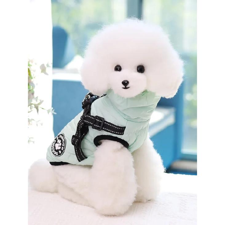 Comes with a Traction Ring, Pet Coat, Jacket, Three-layer Thick Warm Dog Clothing, Autumn and Winter Waterproof Fabric, Small an