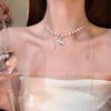 French Temperament Pearl Fishtail Pull Necklace Women'S Light Luxury Niche High-End Clavicle Chain Neck Chain Accessories Choker