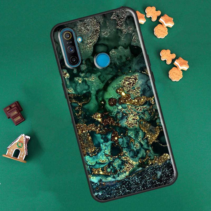 Teal Blue Gold Agat Marble dla Realme GT Neo 2 7 8 Pro 8i 9i C3 C21 Etui dla OnePlus 10 Pro 9 Pro Nord2 8T 9R