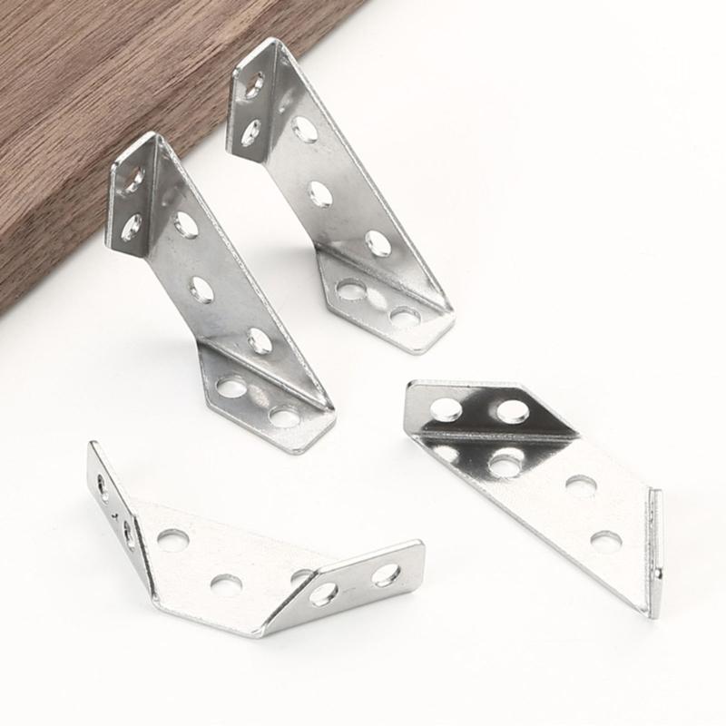 Set of 20 Triangle Mounting Connectors Stainless Steel Corner Brackets Convenient for Strengthening Furniture Joints