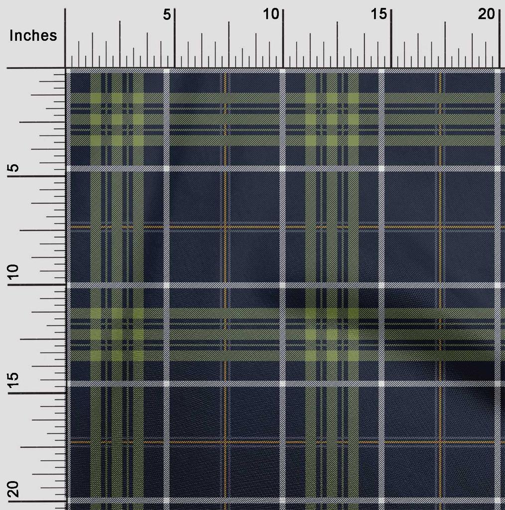 oneOone Tessuto di cotone flessibile con stampa a quadri tartan a metraggio, larghezza 40 pollici