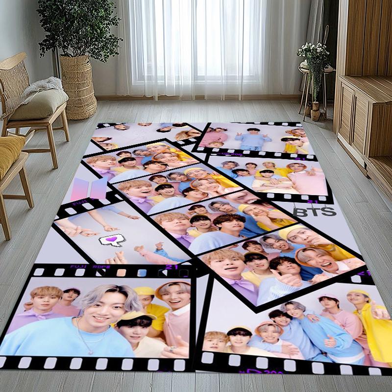 Fashion B-BTS Kpop Star Living Room Non-Slip Area Rug Soft Carpet for Bedroom Kids Playroom Sofa,Home Decor Doormat Gift