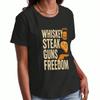 Whiskey Steak Guns Freedom Ladies Cotton T Shirt, Premium Cotton High Quality Print, Durable, Casual And Fashionable, Perfect For Parties And Daily Li
