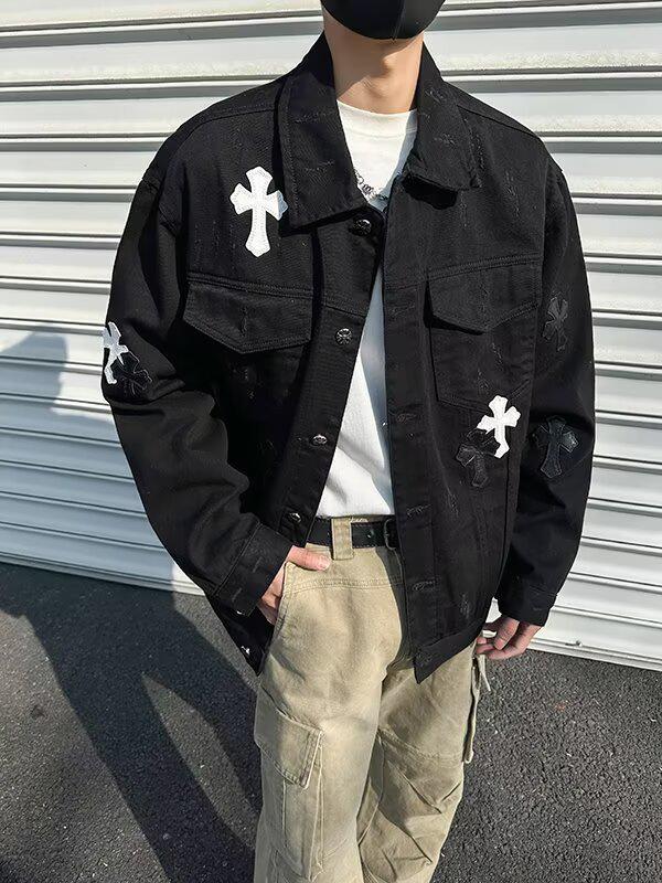 Men's Cool Hip Hop Retro Denim Jacket - Spring/Autumn Trendy Loose Fit