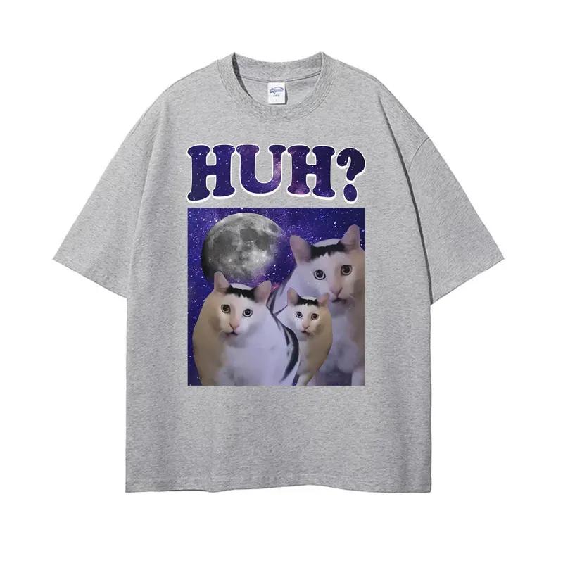 Funny Huh Meme Cat Humor T Shirt Trending Unisex Fashion Vintage Tee Shirt Summer Casual Cotton Short Sleeve T-shirt Tops