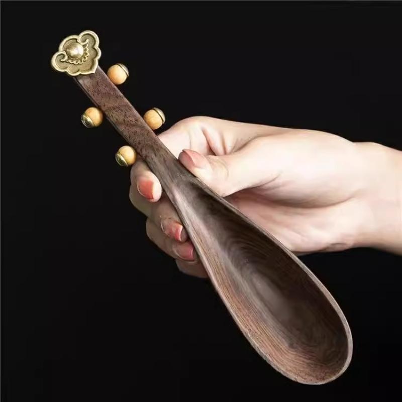 

Ebony Wood Pipa Teaspoon Kong Fu Teaware Household Tea Brewing Tools Creative Tea Ceremony Spare Parts Solid Wood Tea Spatula
