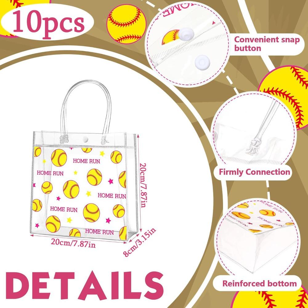 

10pcs Softball Clear Gift Bag with Handles Plastic Soft Ball Goodie Sport Theme Party Favor Treat Bag for Snack Softball Theme Bags Gift Wrap Bags 10pcs Softball