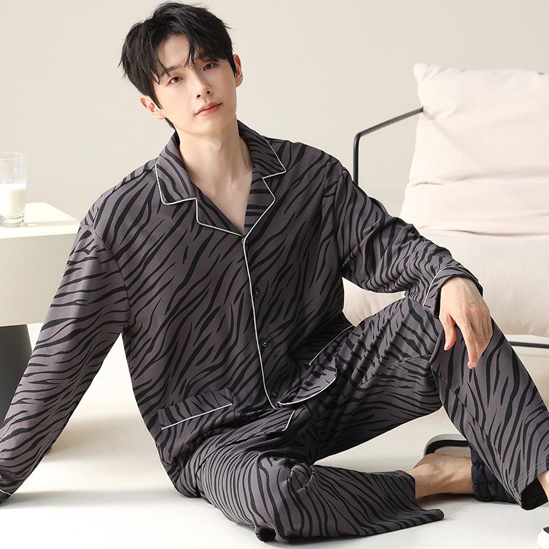 Men's 2024 Plaid Long-Sleeve Pajama Set – Oversized, Spring/Fall, Indoor/Outdoor Wear