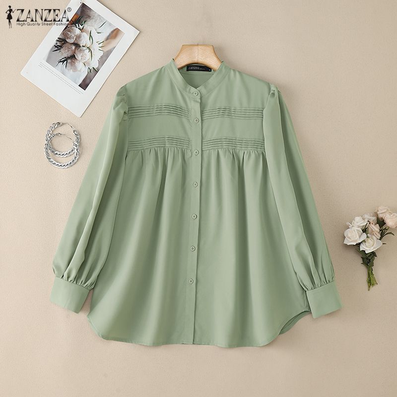 ZANZEA Dámska ležérna blúzka s dlhým rukávom s golierom