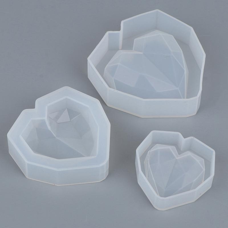 1Pcs 3D Love Heart Design Silicone Cake Mold Diamond Soap Moulds Decorating Tool