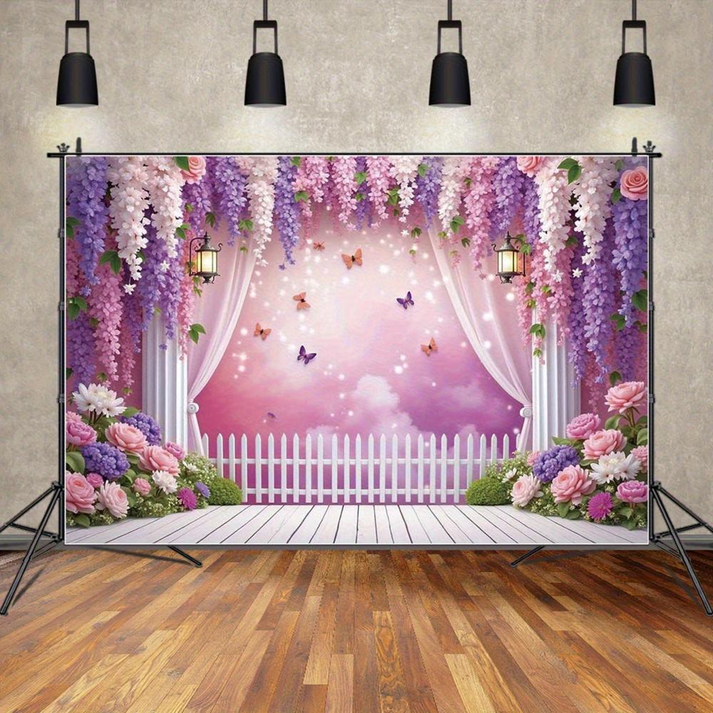 1pc Flower and Butterfly Background Banner Suitable for Wedding Decoration Bridal Gift Giving Event and Photo Background
