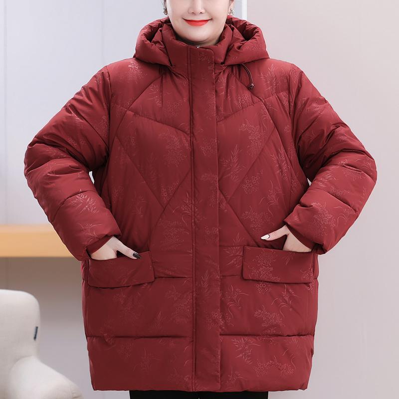 Plus Size 4XL-8XL Middle Age Woman Coats Winter Long Parkas Hooded Casual Thick Warm Outerwears Women's Jackets
