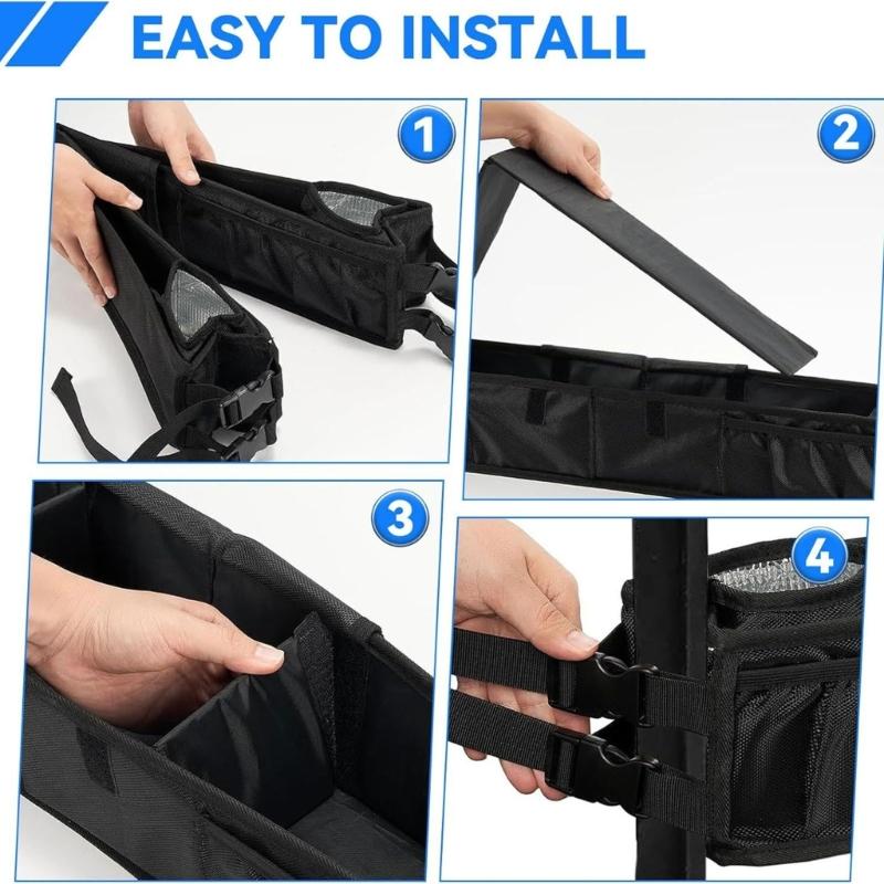 Foldable Golf Cart Organizer With Heavy Type Polyester Large Storage Space Easy Setups Stable Attachments