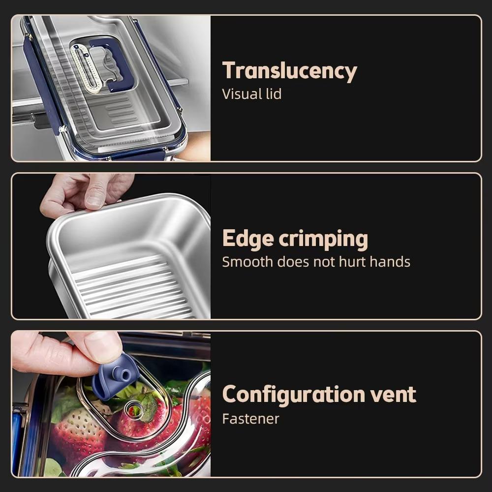 316 Stainless Steel Food Storage Container Set, Airtight Leakproof Kitchen Organizer with Lids, Large Capacity Bento Box
