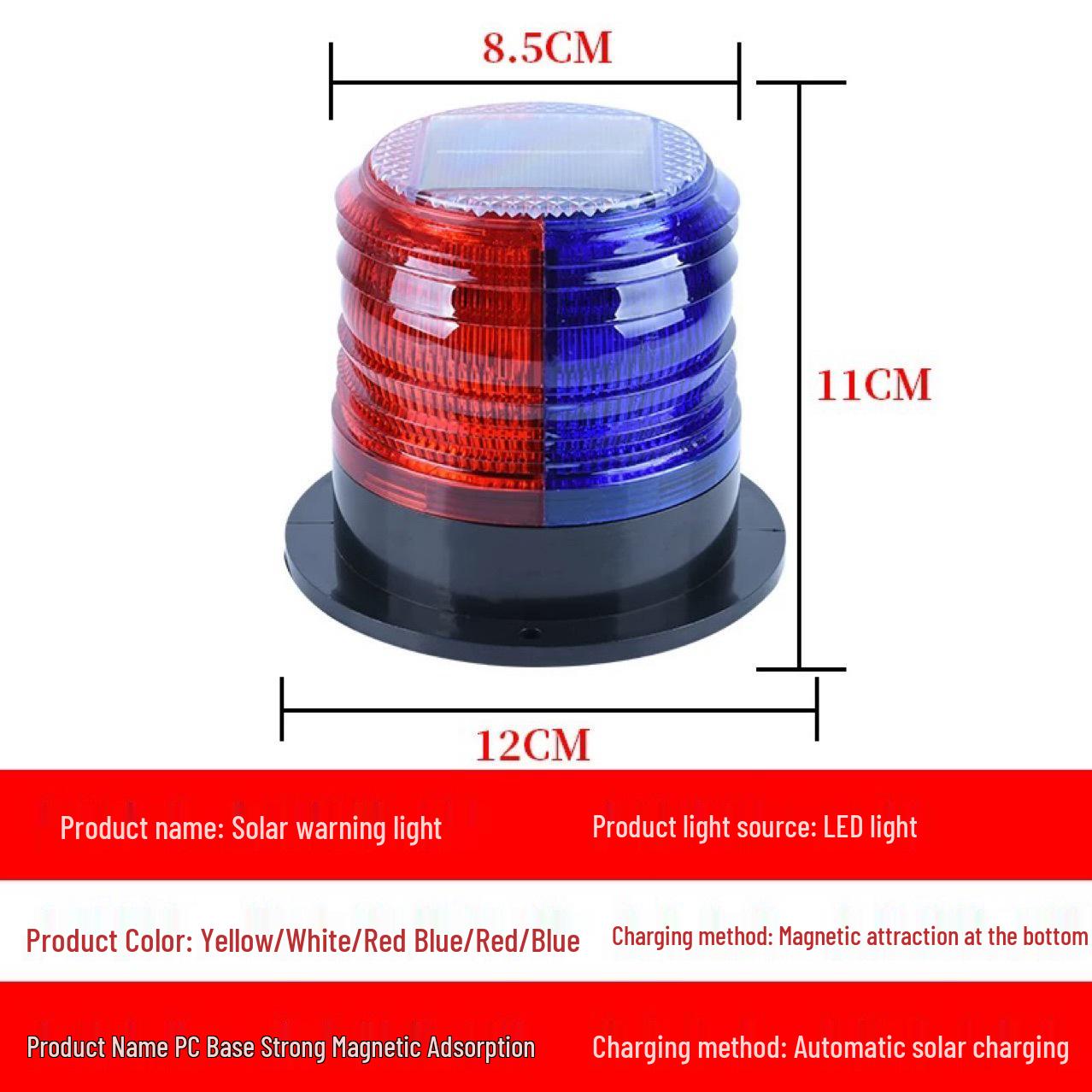

Solar Dual-Sided Red & Blue LED Cat Eye Warning Light for Road Construction Blue Light