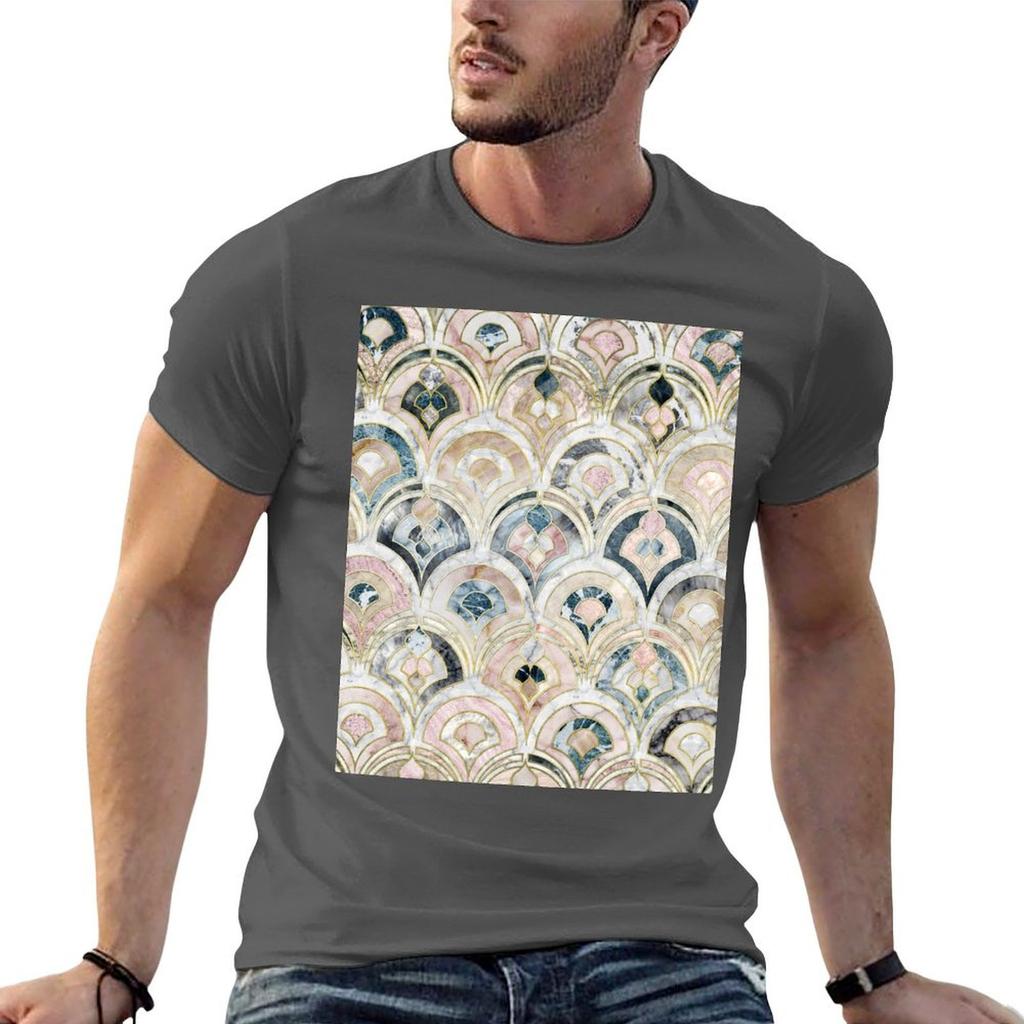 Art Deco Marble Tiles in Soft Pastels TShirt Festival Short Sleeve TShirt