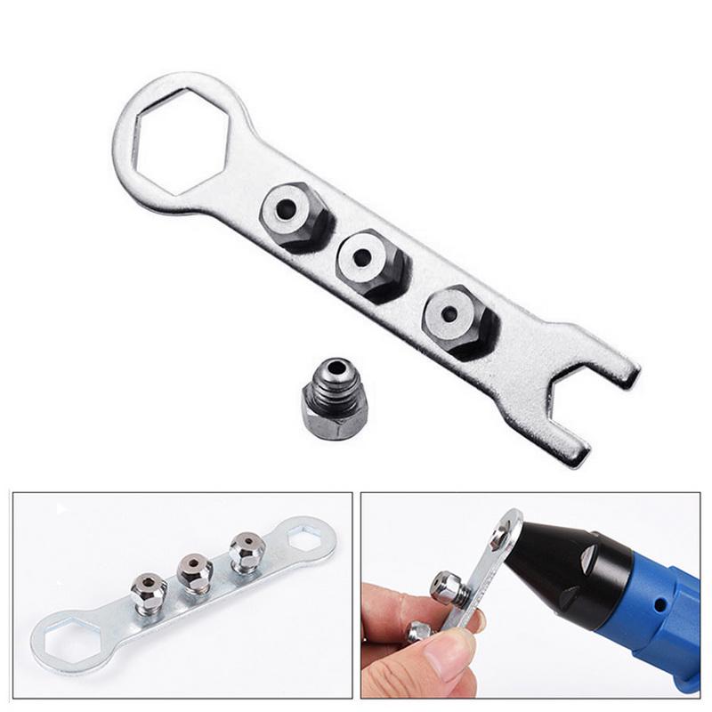 Electric Riveter Nut Riveting Tool Cordless Riveting Drill Adaptor Insert Nut Tool with Wrench&Nuts 2.4- 4.8 mm