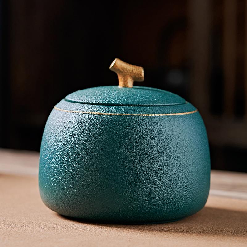 Ceramic tea storage jar Sealed jar tea cans for loose teapot household tea storage Pu erh storage jar Chinese style ornament