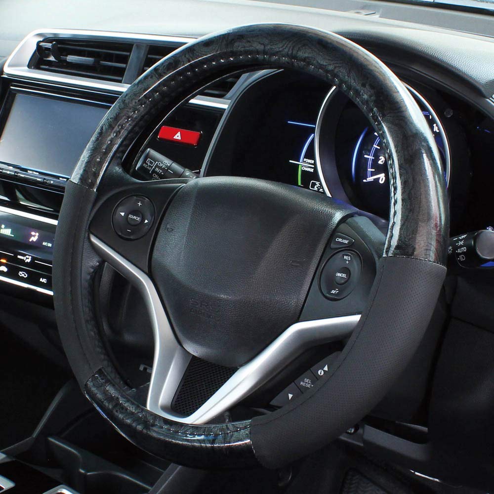 Tsuchiya Yac Car Interior Steering Wheel Wood Accessories, Cover, Combination, Black, Small, KC-W166