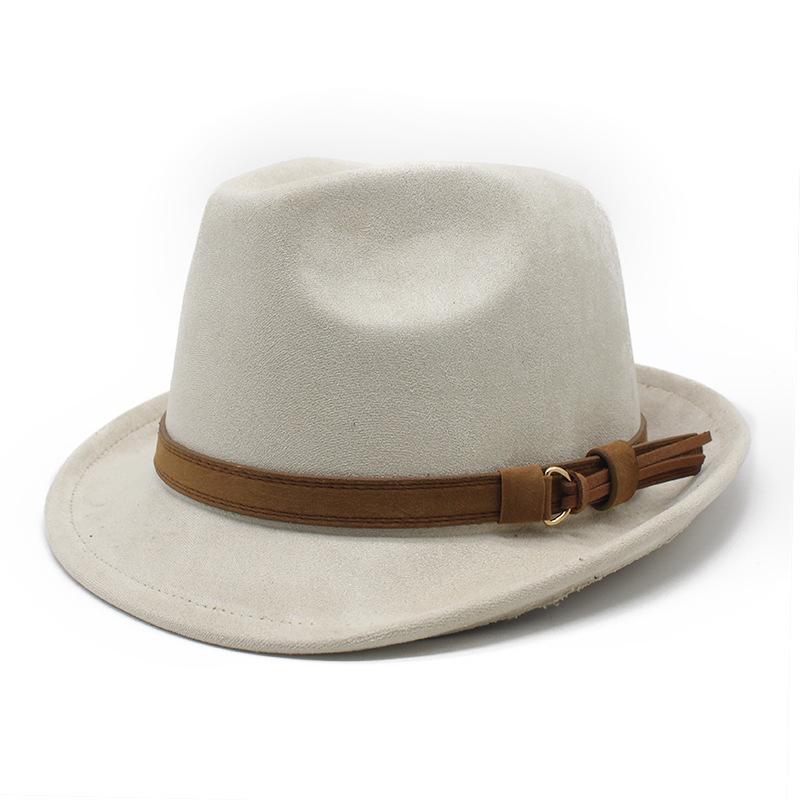 Suede top hat autumn and winter British style felt hat gentleman's small brim simple classic jazz hat Panama hat