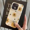 Phone Case For iPhone 11 12 13 14 15 16 17 Pro Max 14 15 Plus 17Air Sunflower Bees Pattern Lychee Texture Shockproof Soft Cover