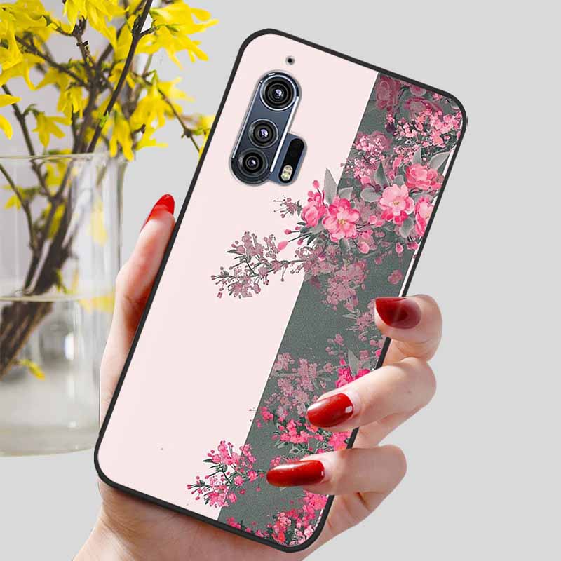 For Moto Edge Plus 2020 Case 6.7'' Flowers Soft TPU Beautiful Phone Cases for Motorola Edge+ 2020 Protect Silicon Bumper Cover