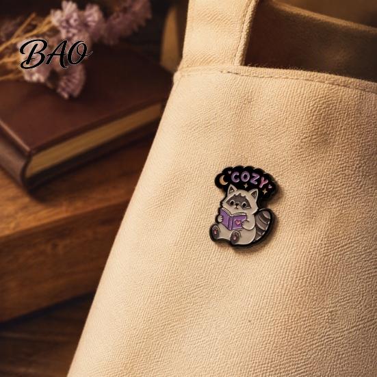 Animal Theme Pin Cartoon Raccoon Brooch Pin, Decorative Enamel Badge, Alloy Easy to Use Lapel Pins for Jackets Backpacks Hats Scarves