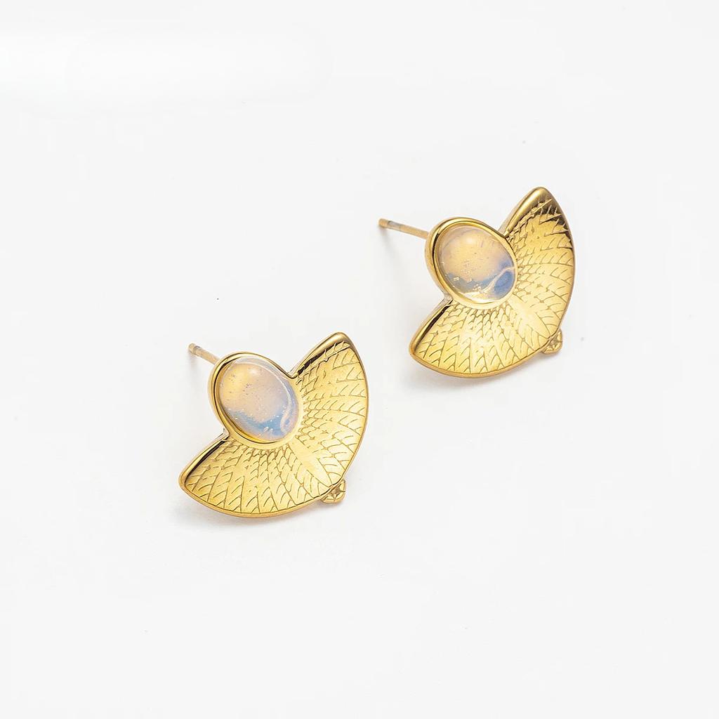 Gold Plated Stainless Steel Earrings Trendy Natural Stone Drop Earrings New Design Metal Geometric Earrings Aros Mujer Gift