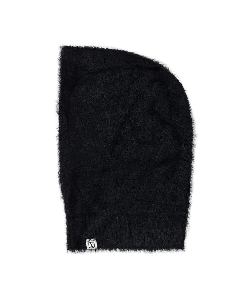 Bajal Va Square Label Hairy Balaclava Black
