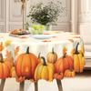 1 Piece, Thanksgiving Tablecloth, Autumn Harvest Pumpkin And Maple Leaf Design, Rectangular Round, Polyester Fabric