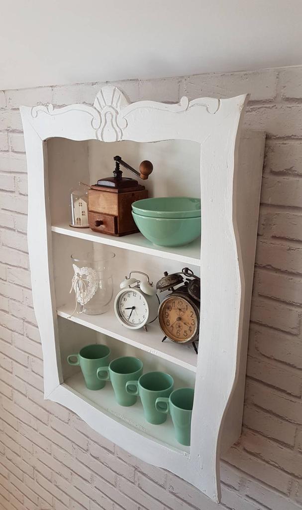 Wooden Shelf Cabinet Bleached In Rustic Style