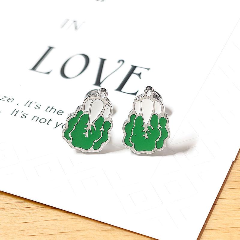 Artistic Eggplant, Cabbage, Sunflower, Coconut Tree Screw-Back Ear Bone Stud Earrings in Light Luxury Niche Style