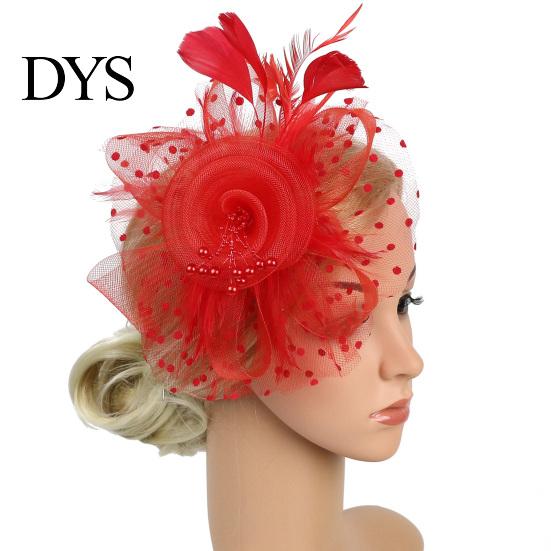 Pillbox Hat Imitation Pearls Decor Sweet Fascinator with Headband Faux Bridal Headwear Feather Flower Mesh Shape Party Headgear Photograph Props