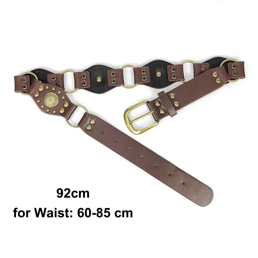 Grommet PU Leather Waist Belt Vintage Rivet Gothic Steampunk Waist Cinch Belt Wide y2k Waistband Female Jeans