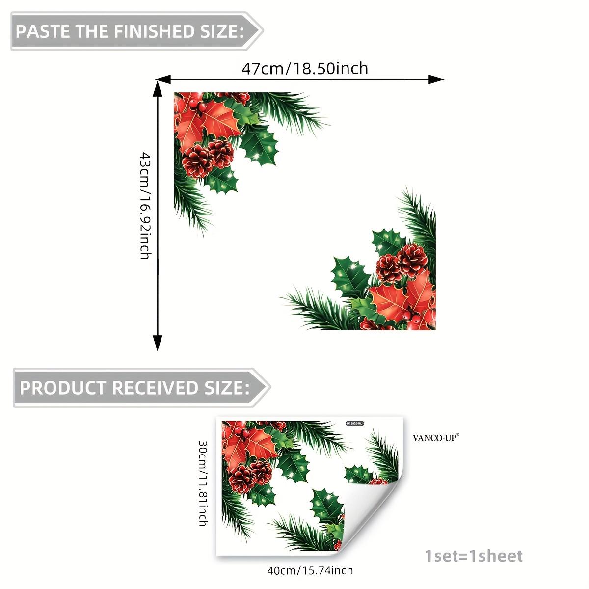 

1set Christmas Window Stickers-Festive Snowflakes,Holly&Pine Branch Design,PVC Home Decor Holiday Decals for Indoor/Outdoor Use