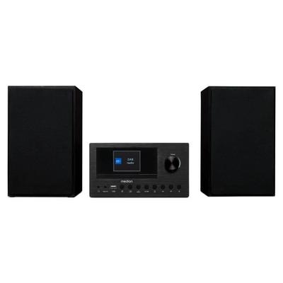 Mini Sistema de Som HiFi - MEDION - Rádio Internet DAB/FM - Leitor de CD - 2x150W - Preto