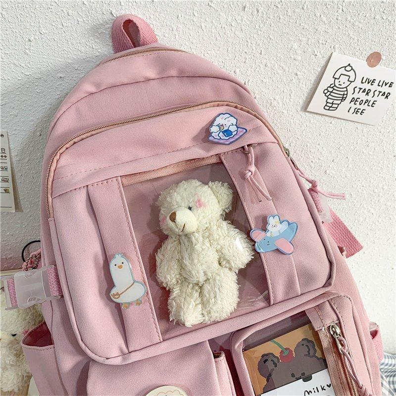 Japansk High School Jenter Ryggsekk Skolevesker for Tenåringsjenter Flere Lommer Ny Kawaii Ryggsekk Kvinner Harajuku Søt Mochila