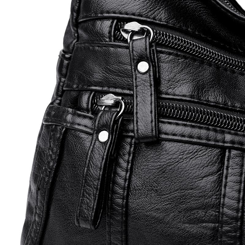 Women's Lightweight Soft PU Leather Multi-Pocket Crossbody Shoulder Bag – Ideal for Mothers