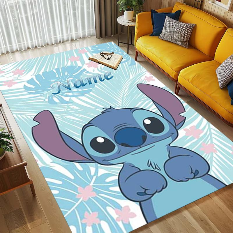 Personalized Name Stitch Dreams Living Room Non-Slip Area Rug Soft Carpet for Bedroom Kids Playroom Sofa Office Home Decor Doormat