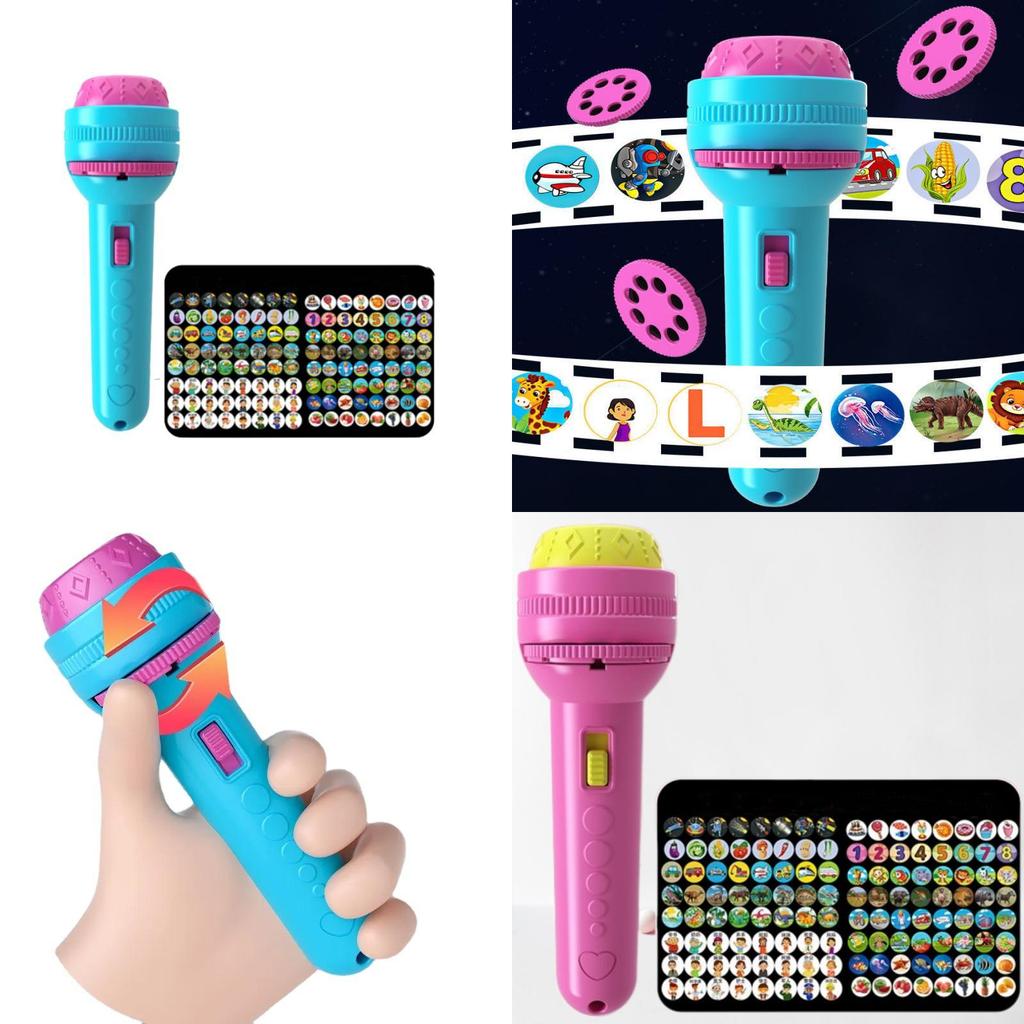 Kids Projection Flashlight Fun Bedtime Stories Toy For Early Learning.