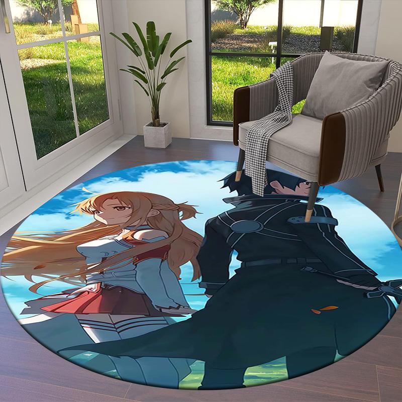 Covor rotund Vortex Crossing Gate, Covor pentru sufragerie, dormitor, canapea, camera copiilor, Covoraș antiderapant pentru podea