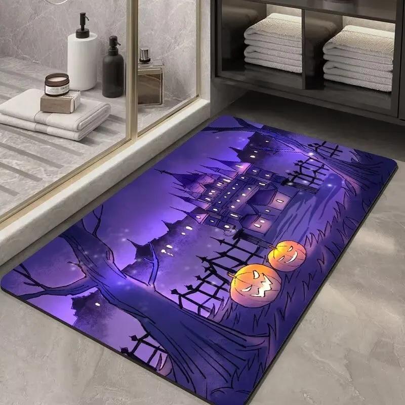 Halloween Decoration Soft Flannel Anti-slip Entrance Door Mat Bathroom Mat Corridor Kitchen Protection Stain Resistant Carpet