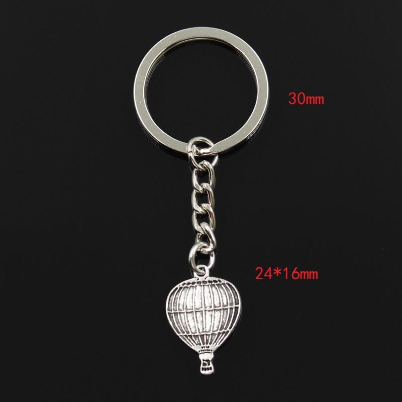 Mode 30mm Schlüsselanhänger Metall Schlüsselanhänger Schlüsselanhänger Schmuck Antik Bronze Silber Farbe plattiert Heißluftballon 24x16mm Anhänger