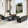 9-Piece Garden Sofa Set with Black Cushions Poly Rattan Acacia 3363650