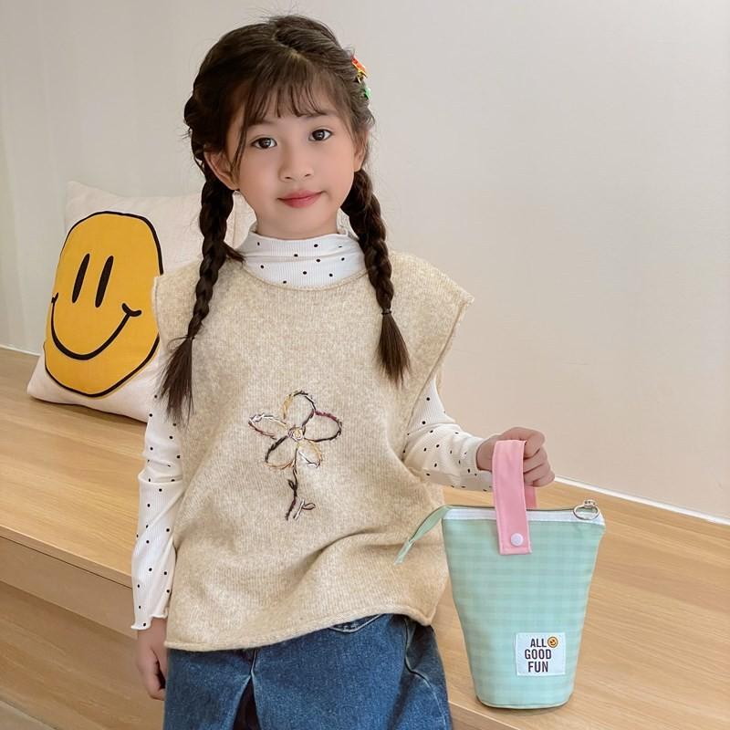 Trendy Japanese Style Unisex Kids Shoulder Bag With Cute Plaid Design For School Supplies