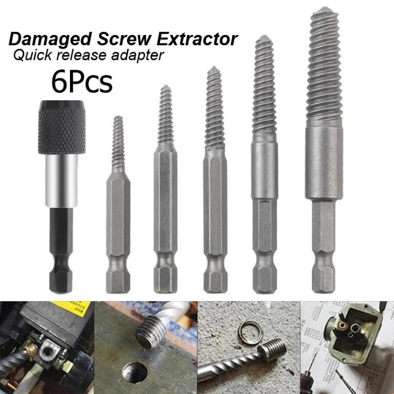 5/6Pcs Broken Bolt Extractor Set Electric Screw Remover With Center Drill Bits For Easy Thread Removal Tool Set