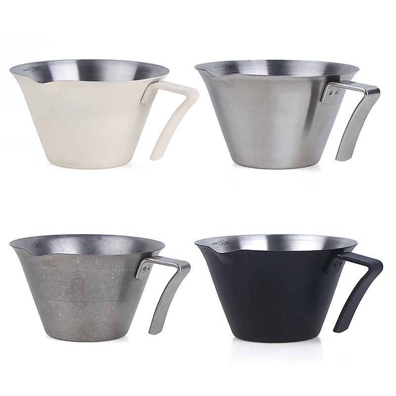 1Pc 100Ml Espresso Measuring Cup With Handle Stainless Steel Coffee Shot Coffee Pouring Cup Home Kitchen Measuring Accessories