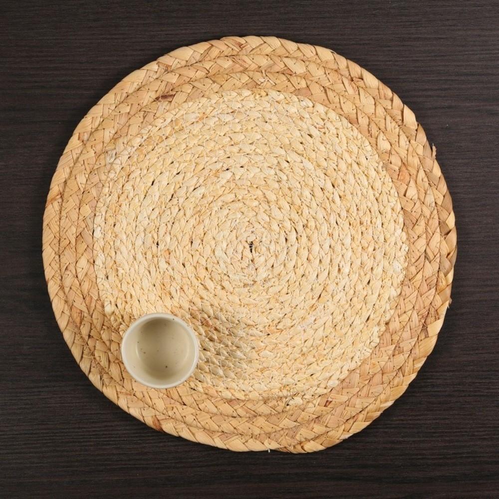 18-38cm Braided Placemat Hand Woven Hot Pad Plate Charger Round Coaster Cup Mat  Dining Table